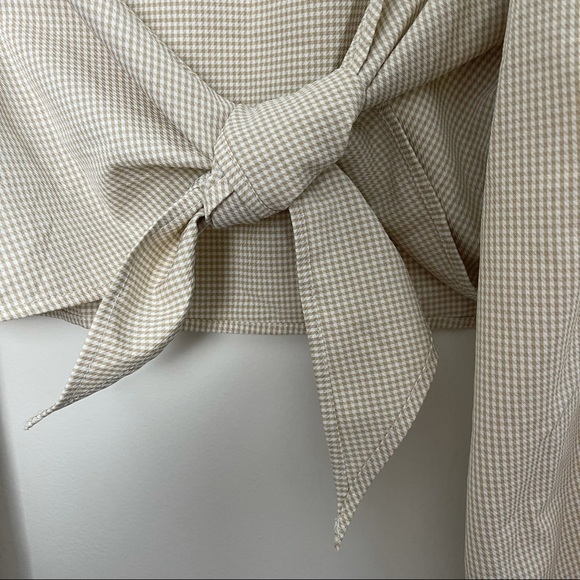 PRINCESS POLLY- Tie Front Crop Top Ballon Sleeve - Picture 4 of 7